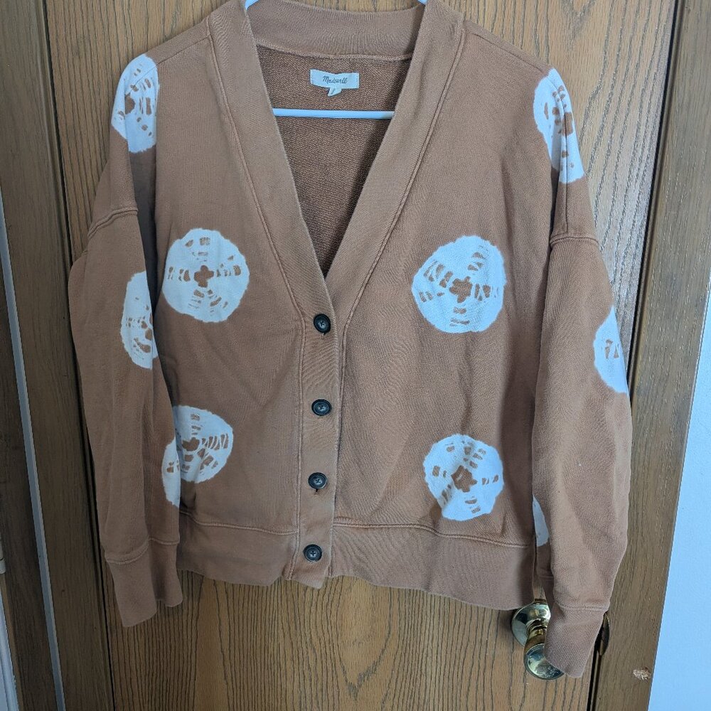 Madewell (Re)sourced Cotton Cardigan Sweatshirt Tie Dye Dot Warm Hickory-S